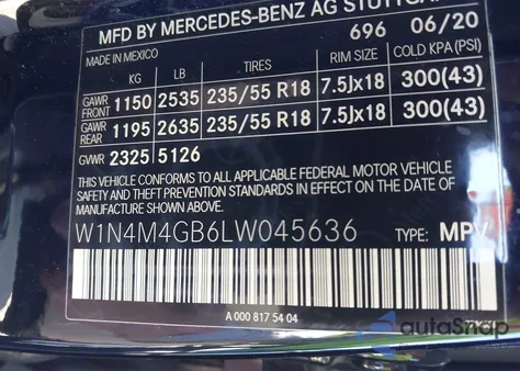 2020 Mercedes-Benz Glb 250 from USA, damaged, VIN W1N4M4GB6LW045636